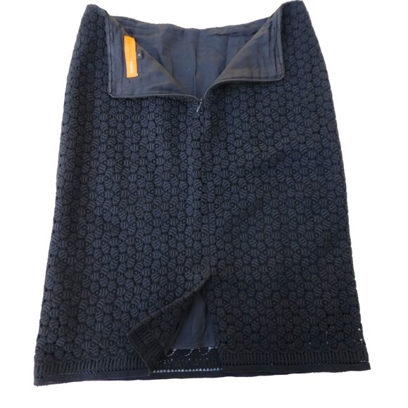 Cynthia Steffe Floral Lace Black Mini Skirt Cotton Lined Zip Back Slit A-Line 6 - Picture 3 of 6